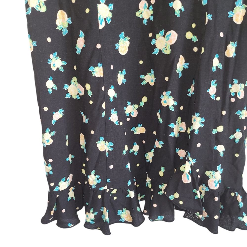 Free People Like a Lady Lemon Print Ruffle Hem Tie Back Mini Dress medium - Picture 4 of 8
